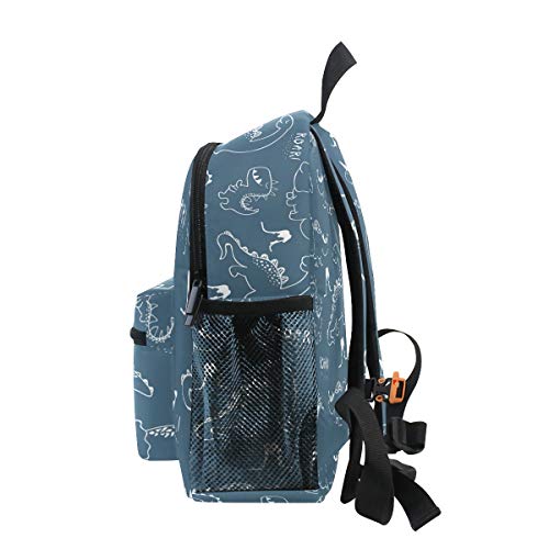 Mochila Escolar para niños con Correa para el Pecho, Colorido Unicornio para Estudiantes y niños Azul Dinosaurio 072 Talla única