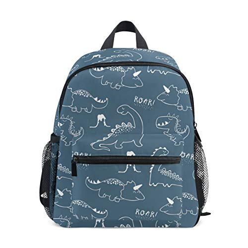 Mochila Escolar para niños con Correa para el Pecho, Colorido Unicornio para Estudiantes y niños Azul Dinosaurio 072 Talla única