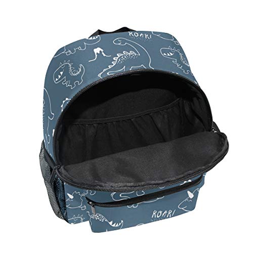 Mochila Escolar para niños con Correa para el Pecho, Colorido Unicornio para Estudiantes y niños Azul Dinosaurio 072 Talla única