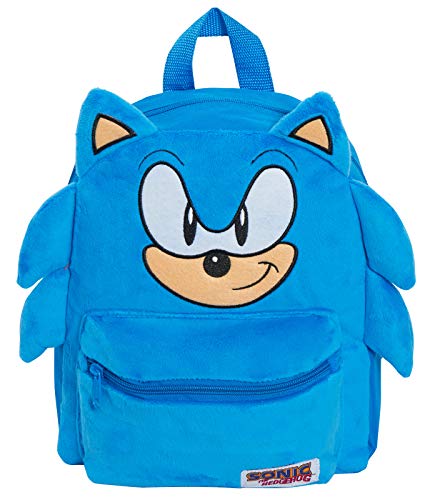 Mochila oficial de Sonic The Hedgehog 3D de felpa para niños y niñas, libro escolar, almuerzo, deportes, bolsa de viaje, Blue, Talla única, Mochila