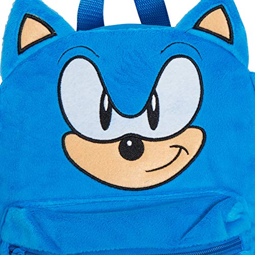 Mochila oficial de Sonic The Hedgehog 3D de felpa para niños y niñas, libro escolar, almuerzo, deportes, bolsa de viaje, Blue, Talla única, Mochila