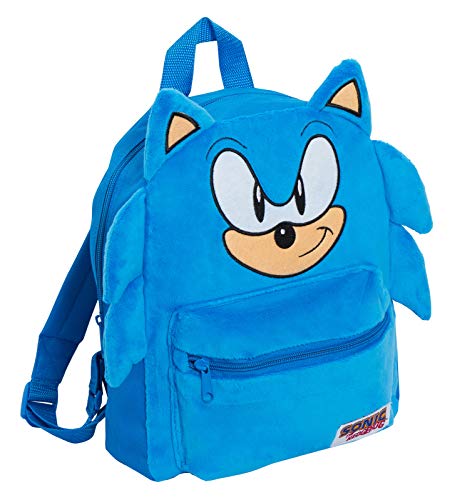 Mochila oficial de Sonic The Hedgehog 3D de felpa para niños y niñas, libro escolar, almuerzo, deportes, bolsa de viaje, Blue, Talla única, Mochila