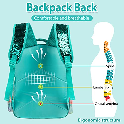 Mochila para niñas 2PCS con Estuche para lápices para niñas Unicornio con Lentejuelas