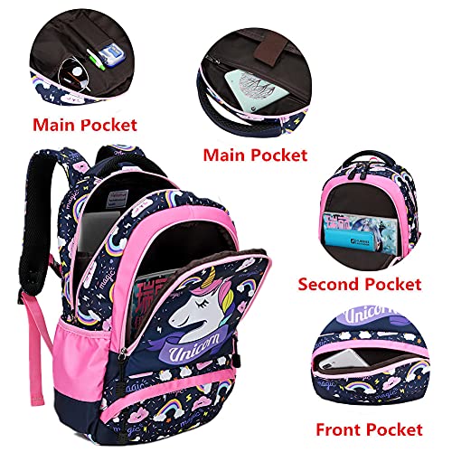 Mochila Unicornio Niña Mochila Infantil niña Mochilas Escolares Mochila Estudiantes Bolso para Chicas para La Escuela,Viajes,Intemperie (Rosa)