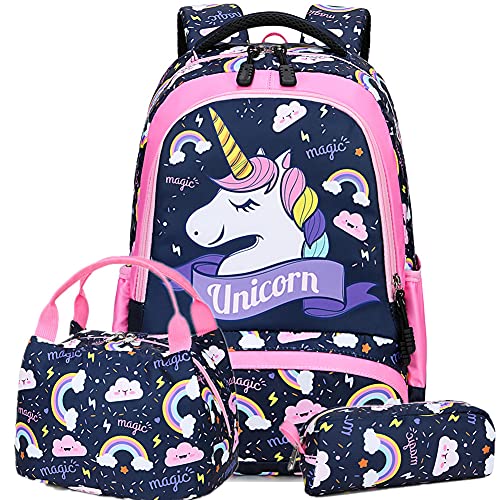 Mochila Unicornio Niña Mochila Infantil niña Mochilas Escolares Mochila Estudiantes Bolso para Chicas para La Escuela,Viajes,Intemperie (Rosa)