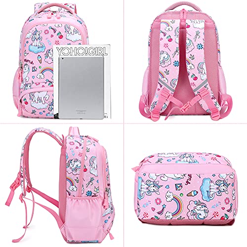 Mochila Unicornio Niños Impermeable Mochila Escolar para Adolescente Pequeñas Mochilas Infantil Bolso para Chicas para La Escuela,Viajes,Intemperie Juego de 3