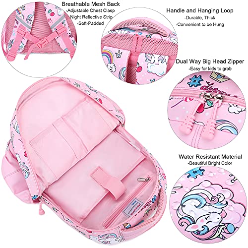 Mochila Unicornio Niños Impermeable Mochila Escolar para Adolescente Pequeñas Mochilas Infantil Bolso para Chicas para La Escuela,Viajes,Intemperie Juego de 3