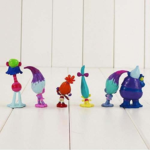 Modelo De Anime12Pcs / Lot Trolls Figura Toy Poppy Branch Suki Biggie Guy Diamond Mckenzie Smidge Fuzzbert Cloud Guy con Modelo De Pelo Largo Doll 5-7.5Cm