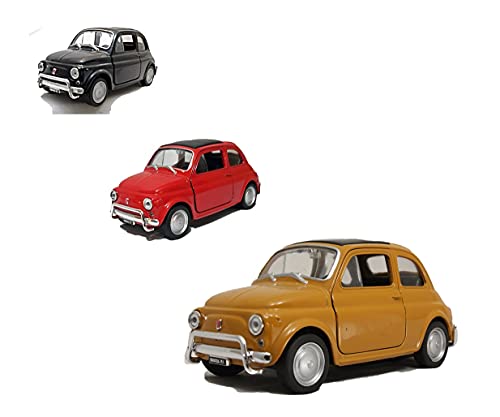 Modelo de coche Fiat 500 / con accionamiento de retracción / 1:34 / aprox. 11 cm / cuatro colores / amarillo / rojo / blanco / o negro / selección aleatoria / Fiat