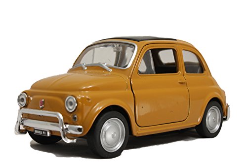 Modelo de coche Fiat 500 / con accionamiento de retracción / 1:34 / aprox. 11 cm / cuatro colores / amarillo / rojo / blanco / o negro / selección aleatoria / Fiat