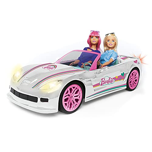 Mondo Motors – Mattel Barbie Dream Car Cabrio Glamour – Coche teledirigido para niños de Barbie – Dos plazas – Detalles realistas – Color Blanco