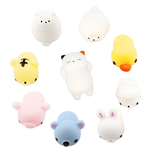 Monqi 36Pcs Squishys Kawaii Juguetes Pegajosos Oso Panda Gato de Silicona Animales Squishies (Multicolor)