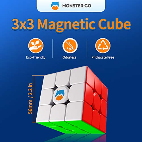 Monster Go Magnético 3x3 Speed ​​Cube, MG3 Learning Series Puzzle Toy para Niños Principiantes