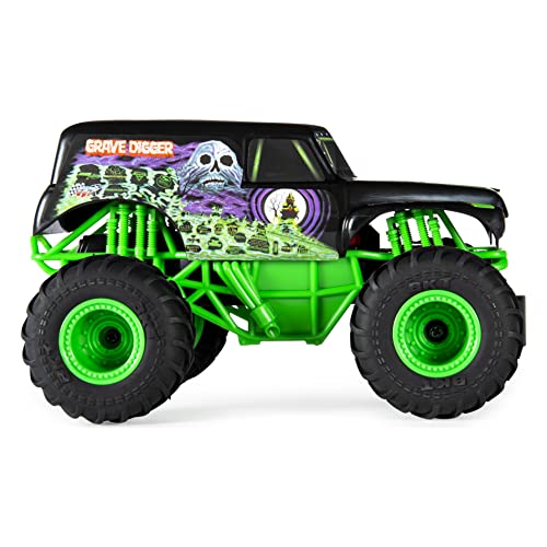 Monster Jam Grave Scale, for Ages 4 and Up Authentic Tumba Digger RC, Escala 1:24, 2.4 GHz, para Edades de 4 años en adelante, (Spin Master 6044955)