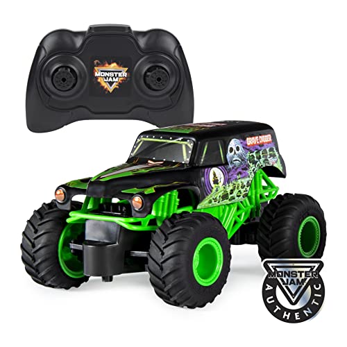 Monster Jam Grave Scale, for Ages 4 and Up Authentic Tumba Digger RC, Escala 1:24, 2.4 GHz, para Edades de 4 años en adelante, (Spin Master 6044955)