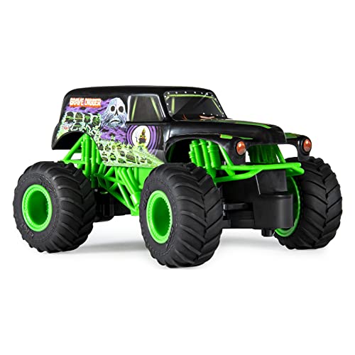 Monster Jam Grave Scale, for Ages 4 and Up Authentic Tumba Digger RC, Escala 1:24, 2.4 GHz, para Edades de 4 años en adelante, (Spin Master 6044955)