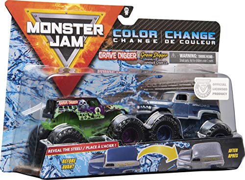 Monster Jam Oficial Grave Digger vs Grave Digger (1984 Retro) Camiones Monstruos fundidos a presión Que cambian de Color, Escala 1:64