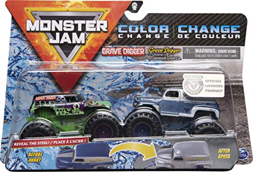 Monster Jam Oficial Grave Digger vs Grave Digger (1984 Retro) Camiones Monstruos fundidos a presión Que cambian de Color, Escala 1:64