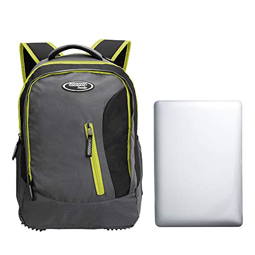 Monzana Mochila Deportiva 35L con Puerto USB Bolsa para Laptop Desmontable 48x22x33 Gris y Verde Ergonómica Transpirable