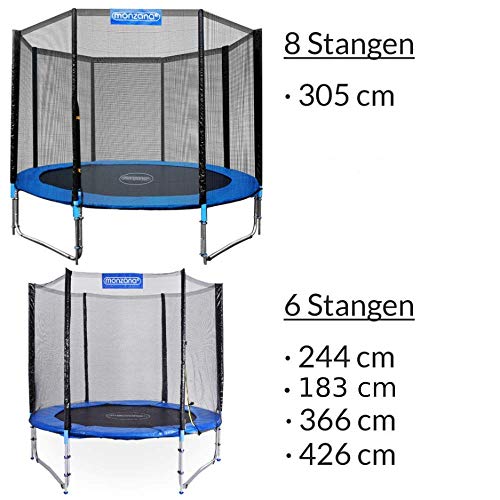 Monzana Red de Seguridad Ø244cm para Cama elástica trampolín Redondo Red con Cierre por Cremallera y Clips