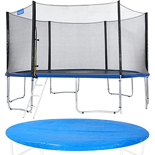 Monzana Trampolin Ø244cm Cama elástica Set Completo Puerta Escalera Red de Seguridad y Cubierta