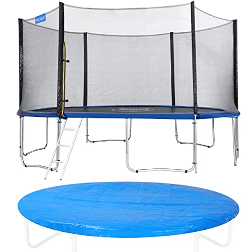 Monzana Trampolin Ø244cm Cama elástica Set Completo Puerta Escalera Red de Seguridad y Cubierta