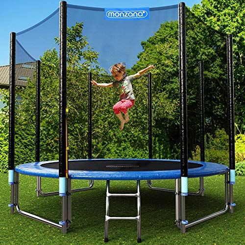 Monzana Trampolin Ø244cm Cama elástica Set Completo Puerta Escalera Red de Seguridad y Cubierta