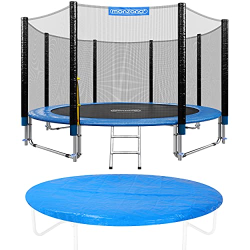 Monzana Trampolin Ø366cm Cama elástica Set Completo Puerta Escalera Red de Seguridad y Cubierta