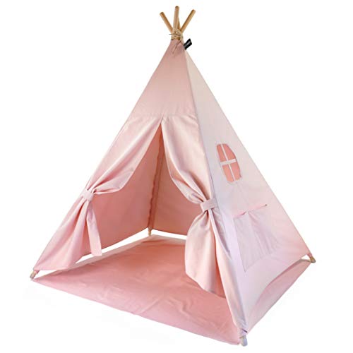 Moritz & Moritz Tipi Infantil - Tippy Tienda Infantil - Tipi para Niños - Tipi Indio para Niños con Cubierta de Suelo y Ventana - para Casa y Jardín (Rosa)