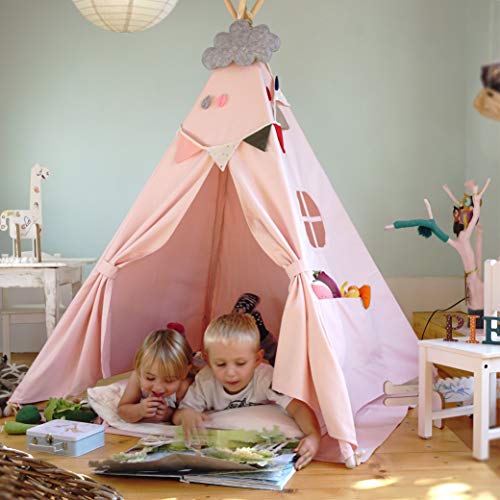 Moritz & Moritz Tipi Infantil - Tippy Tienda Infantil - Tipi para Niños - Tipi Indio para Niños con Cubierta de Suelo y Ventana - para Casa y Jardín (Rosa)