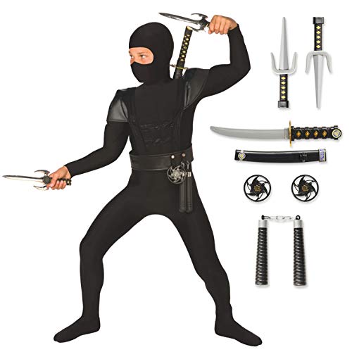 MORPH Costumes Disfraz Ninja Niño Negro, Disfraz Halloween Niños Disponible En Talla S