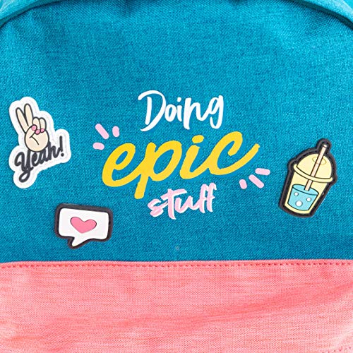 Mr. Wonderful Mochila Azul/Rosa, Backpack-Doing Epic Stuff Unisex Adulto, Multicolor, Talla única