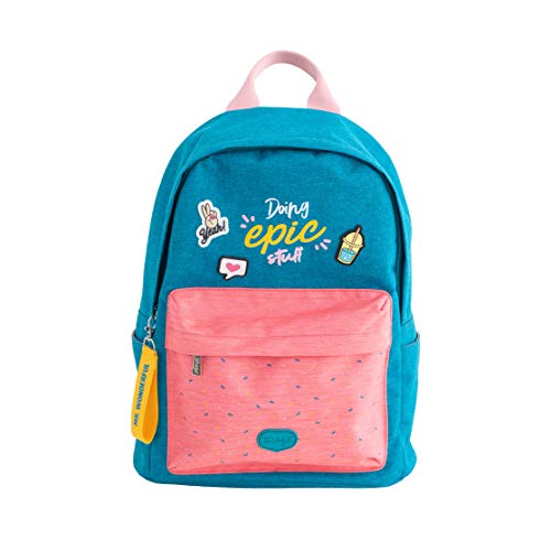 Mr. Wonderful Mochila Azul/Rosa, Backpack-Doing Epic Stuff Unisex Adulto, Multicolor, Talla única