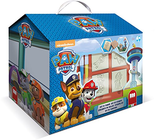 Multiprint Casita 7 Sellos para Niños Paw Patrol Boy, 100% Made in Italy, Set Sellos Niños Persolanizados, en Madera y Caucho Natural, Tinta Lavable no Tóxica, Idea de Regalo, Art.09903