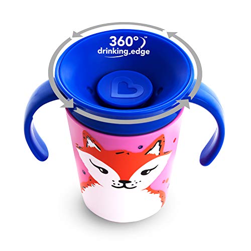 Munchkin Miracle 360 grados Wildlove Vaso de Entrenamiento con Asas, Set de 1, Zorro, 177 ml