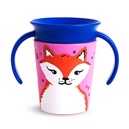 Munchkin Miracle 360 grados Wildlove Vaso de Entrenamiento con Asas, Set de 1, Zorro, 177 ml