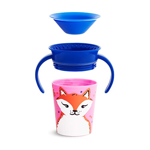 Munchkin Miracle 360 grados Wildlove Vaso de Entrenamiento con Asas, Set de 1, Zorro, 177 ml