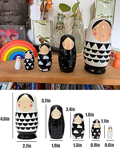 Muñeca de Dibujos Animados Matrioska Juegos de Muñecas Rusas Niña Pintados Muñecos de Anidación de Patrón de Niña de Dibujos Lindo Muñecas Babushka Niña Matryoshka para Niños Regalo (A)