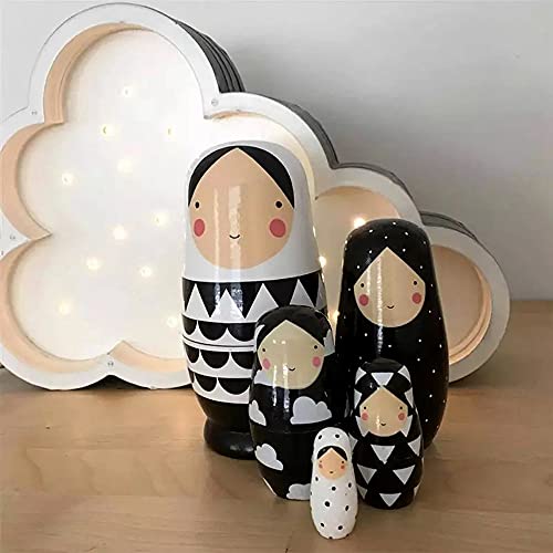 Muñeca de Dibujos Animados Matrioska Juegos de Muñecas Rusas Niña Pintados Muñecos de Anidación de Patrón de Niña de Dibujos Lindo Muñecas Babushka Niña Matryoshka para Niños Regalo (A)