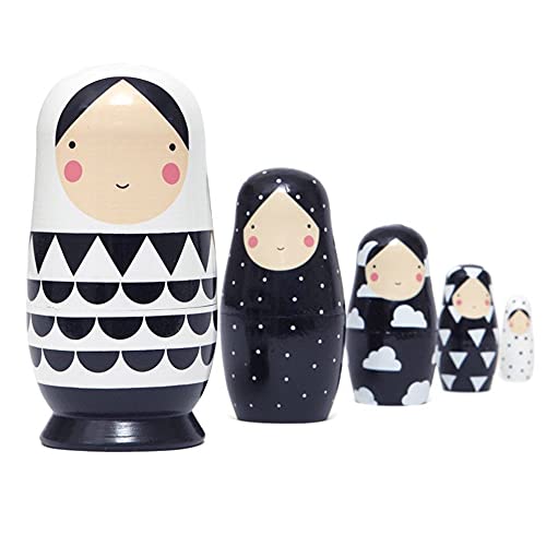 Muñeca de Dibujos Animados Matrioska Juegos de Muñecas Rusas Niña Pintados Muñecos de Anidación de Patrón de Niña de Dibujos Lindo Muñecas Babushka Niña Matryoshka para Niños Regalo (A)