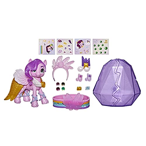 My Little Pony: A New Generation - Princesa Petals Aventura de Cristal - Poni Rosada de 7,5 cm con Accesorios Sorpresa, Pulsera de la Amistad