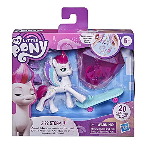 My Little Pony: A New Generation - Zipp Storm Aventura de Cristal - Poni Blanca de 7,5 cm con Accesorios Sorpresa, Pulsera de la Amistad