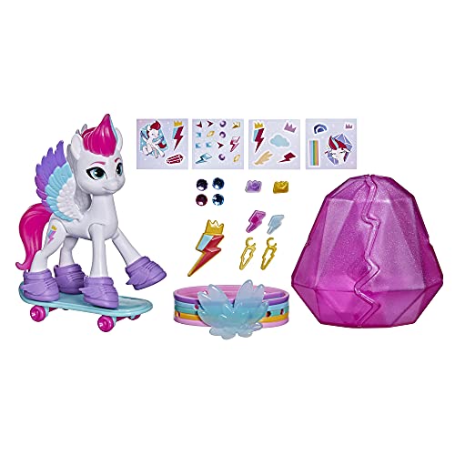 My Little Pony: A New Generation - Zipp Storm Aventura de Cristal - Poni Blanca de 7,5 cm con Accesorios Sorpresa, Pulsera de la Amistad