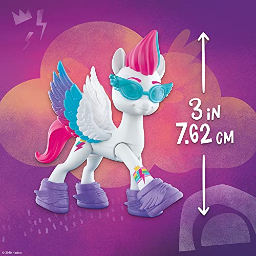 My Little Pony: A New Generation - Zipp Storm Aventura de Cristal - Poni Blanca de 7,5 cm con Accesorios Sorpresa, Pulsera de la Amistad