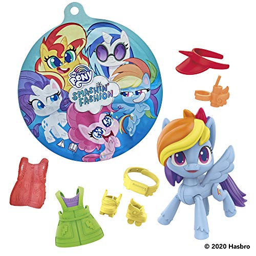 My little Pony F1758 Smashin' Fashion - Paquete de Mariposas Rainbow Dash – Figura articulada (7,5 cm) con Accesorios de Moda y Sorpresa, 9 Piezas