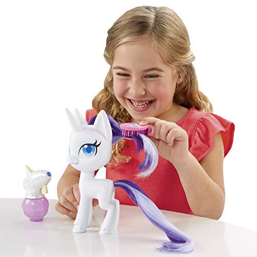 My Little Pony Magical Mane Rarity Toy 16,5 cm, Figura de Pony para peinar el Pelo con Pelo Que Crece y Cambia de Color, 10 Accesorios Sorpresa