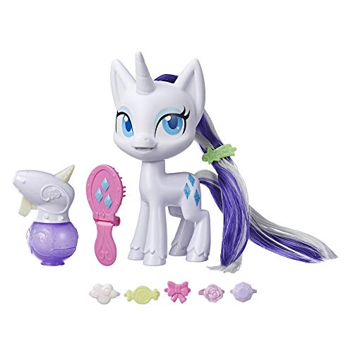 My Little Pony Magical Mane Rarity Toy 16,5 cm, Figura de Pony para peinar el Pelo con Pelo Que Crece y Cambia de Color, 10 Accesorios Sorpresa