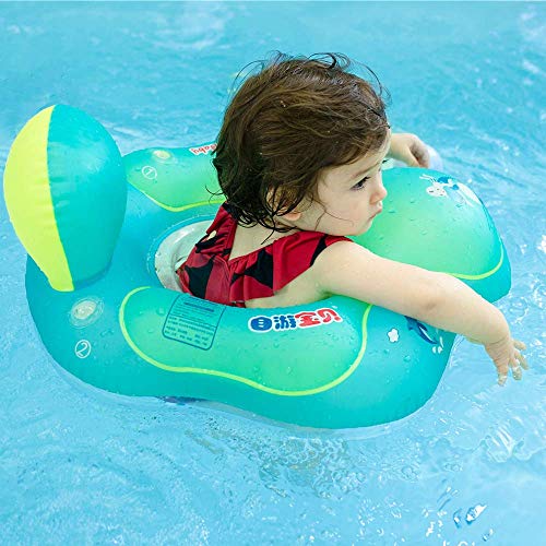 Myir JUN Flotador bebé con Asiento y Respaldo, Anillo de Natación para bebés de Piscina Flotador Inflable para Niños Flotador de Natación Nadar Anillo (Azul, S)