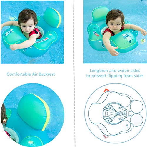 Myir JUN Flotador bebé con Asiento y Respaldo, Anillo de Natación para bebés de Piscina Flotador Inflable para Niños Flotador de Natación Nadar Anillo (Azul, S)