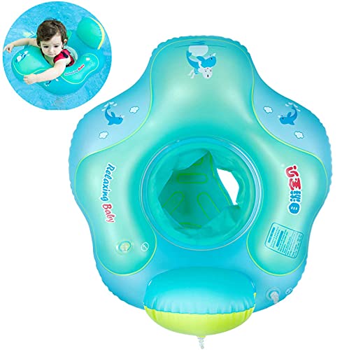 Myir JUN Flotador bebé con Asiento y Respaldo, Anillo de Natación para bebés de Piscina Flotador Inflable para Niños Flotador de Natación Nadar Anillo (Azul, S)